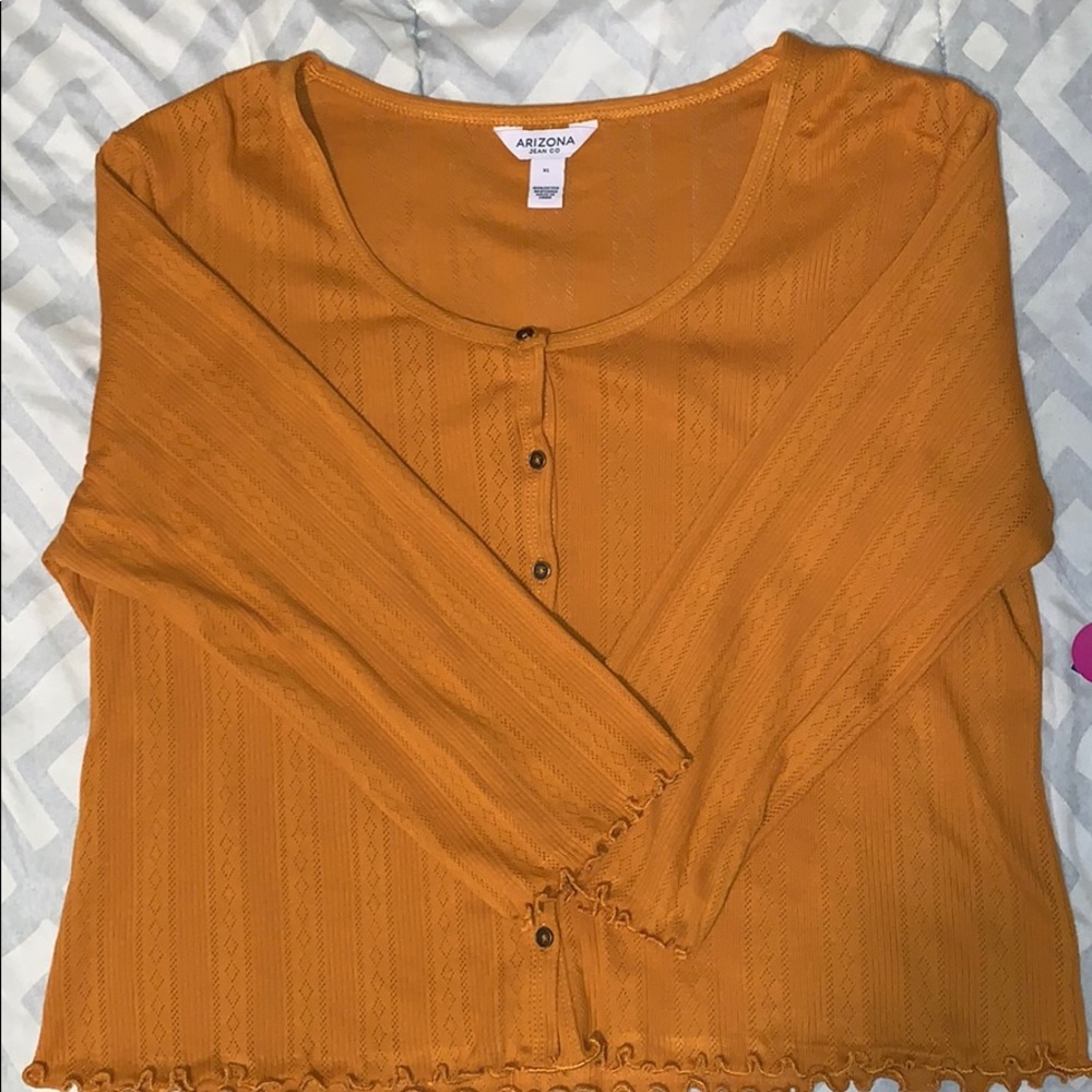 Venetian Gold Long Sleeve Top With Buttons